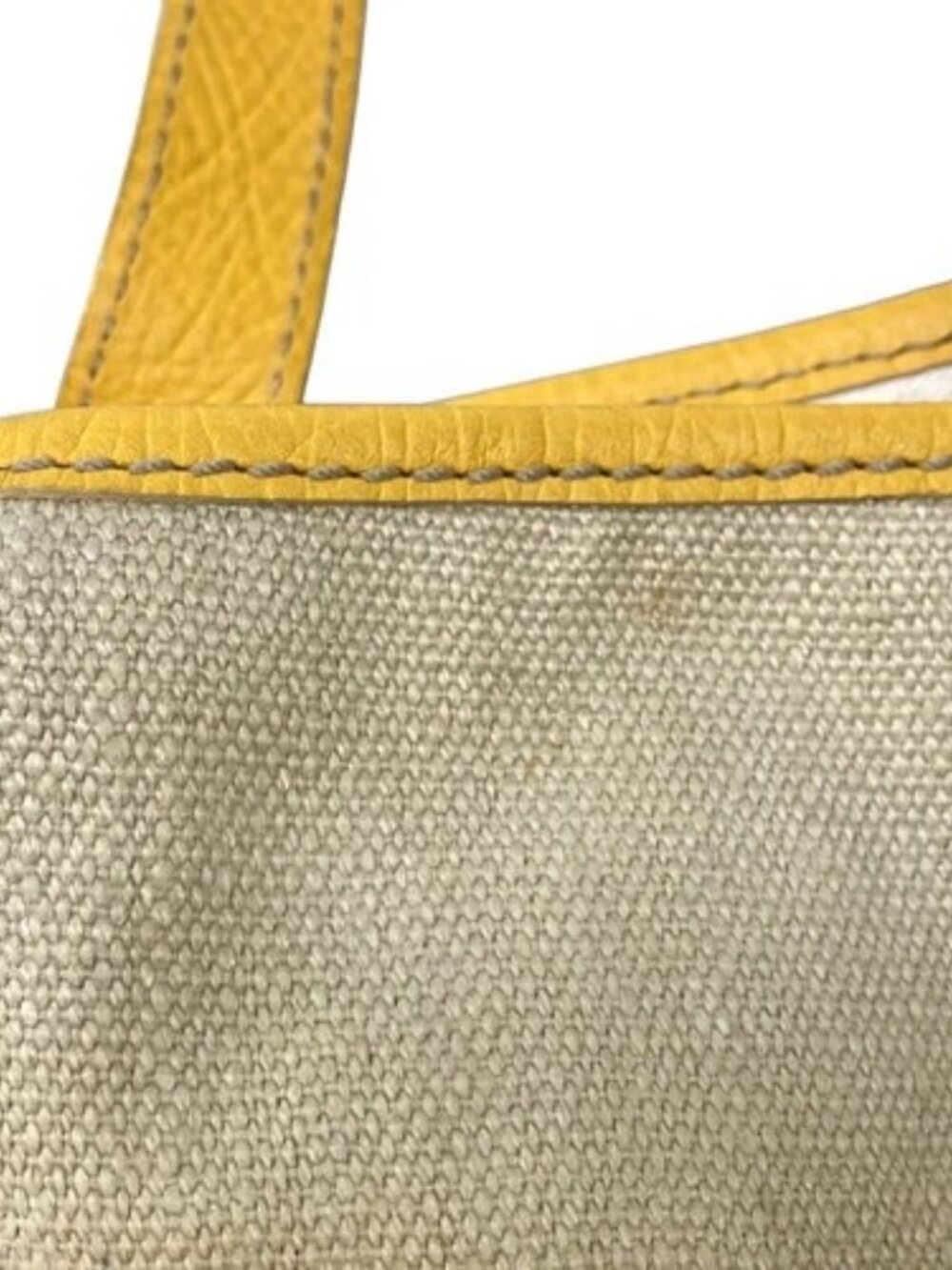 CELINE Lille - Beige Yellow Canvas Leather Tote Bag - Picture 15 of 16